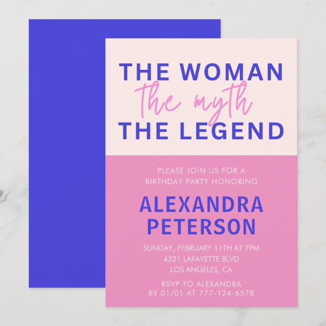 21st birthday invitations Funny Woman Myth Legend (Front/Back)