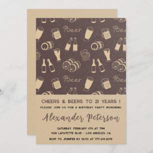 21st birthday invitations Men Beer Rustic