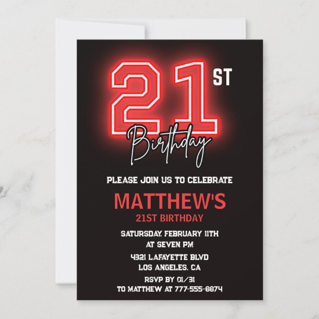 21st birthday invitations Men birthday (Front)