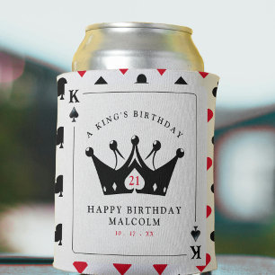 21st Birthday King of Spades Casino Poker Card Can Cooler