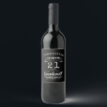 21st Birthday Legendary Black Vintage Name Legend Wine Label<br><div class="desc">For those celebrating their 21st birthday we have the ideal birthday party wine bottle labels with a vintage feel. The black background with a white vintage typography design is simple and yet elegant with a retro feel. Easily customize the text using the template provided. See in store for matching birthday...</div>