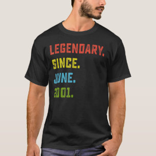 21st Birthday  Legendary Since June 2001 21 Years  T-Shirt