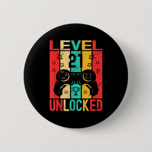 21st Birthday Level 21 Unlocked Gamer Funny Birthd 2 Inch Round Button