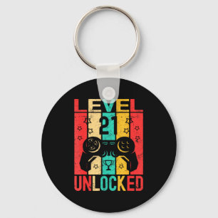 21st Birthday Level 21 Unlocked Gamer Funny Birthd Keychain