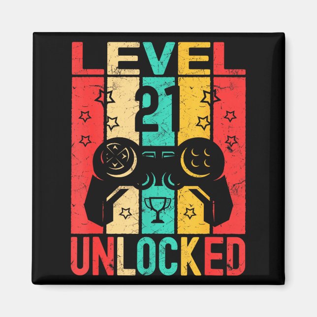 21st Birthday Level 21 Unlocked Gamer Funny Birthd Magnet (Front)