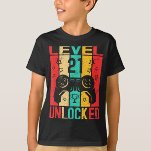 21st Birthday Level 21 Unlocked Gamer Funny Birthd T-Shirt