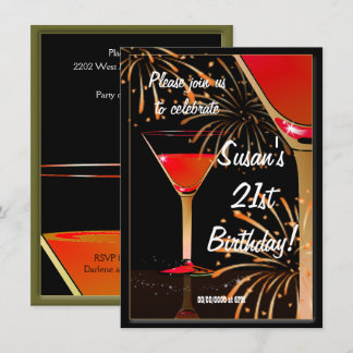 21st Birthday Martini Cocktail Party Invitation