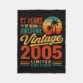 21st Birthday Men Women 21yr 2005 21 Year Old Fleece Blanket