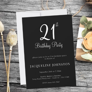 21st Birthday Modern Elegant Script Invitation
