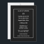 21st Birthday Modern Minimalist Black White Custom Invitation<br><div class="desc">Printed with elegant,  classy black white background and personalized text templates which you can edit and customize! You may also change colours and change age if you wish!</div>