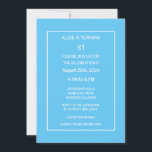21st Birthday Modern Minimalist Blue White Custom Invitation<br><div class="desc">Printed with elegant,  classy blue white background and personalized text templates which you can edit and customize! You may also change colours and change age if you wish!</div>