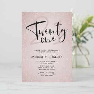 21st Birthday Modern Script Rose Gold Party Invitation
