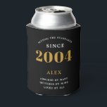 21st Birthday Name 2004 Black Gold Elegant Chic Can Cooler<br><div class="desc">A personalized elegant can cooler that is easy to customize for that special birthday party occasion.</div>
