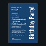 21st Birthday Navy Blue White Budget V101C Invitation<br><div class="desc">21 YEARS BLUE and WHITE. This modern design in navy blue and white is an elegant way to invite your guests to a custom year birthday party. All text is totally customizable, so also suitable for a 20 21 22 23 24 25 26 27 28 and 29 year birthday, or...</div>