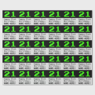 21st Birthday - Nerdy / Geeky Style "21" and Name Wrapping Paper