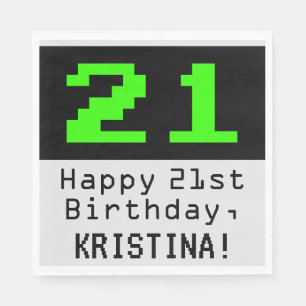 21st Birthday - Nerdy / Geeky Style "21" & Name Napkin