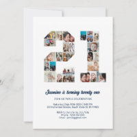 21st Birthday Number 21 Custom Photo Collage