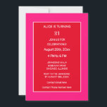 21st Birthday Orange Pink Red Modern Minimalist Invitation<br><div class="desc">Printed with bold colours and personalized text templates which you can edit and customize!</div>
