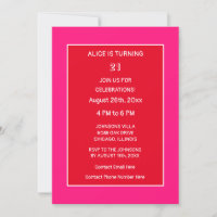 21st Birthday Orange Pink Red Modern Minimalist