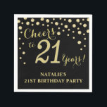 21st Birthday Party Black and Gold Diamond Napkin<br><div class="desc">21st Birthday Party Invitation with Black and Gold Glitter Diamond Background. Gold Confetti. Adult Birthday. Man or Woman Birthday. For further customization,  please click the "Customize it" button and use our design tool to modify this template.</div>