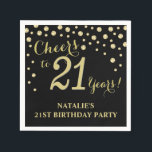 21st Birthday Party Black and Gold Diamond Napkin<br><div class="desc">21st Birthday Party Invitation with Black and Gold Glitter Diamond Background. Gold Confetti. Adult Birthday. Man or Woman Birthday. For further customization,  please click the "Customize it" button and use our design tool to modify this template.</div>