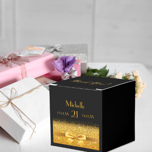 21st birthday party black gold thank you favor box