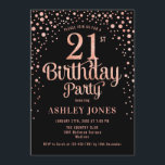 21st Birthday Party - Black & Rose Gold Invitation<br><div class="desc">21st Birthday Party Invitation.
Elegant design in black and faux glitter rose gold. Features stylish script font and confetti. Message me if you need custom age.</div>