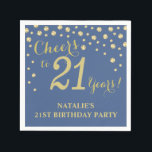 21st Birthday Party Blue and Gold Diamond Napkins<br><div class="desc">21st Birthday Party Invitation with Blue and Gold Glitter Diamond Background. Gold Confetti. Adult Birthday. Man or Woman Birthday. For further customization,  please click the "Customize it" button and use our design tool to modify this template.</div>
