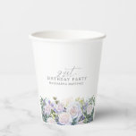 21st Birthday Party Blue White Floral Custom Paper Cups<br><div class="desc">Elegant white rose and blue wildflower floral arrangement decorates the bottom of this 21st birthday party personalized paper cup. 21st is written in a modern script font. The remainder of the text is a spacious serif.</div>