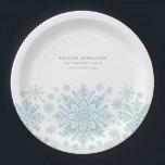 21st Birthday Party Blue White Snowflake Custom Paper Plate<br><div class="desc">Very elegant blue watercolor snowflakes create a pretty border along the bottom of this birthday custom paper plate. Modern and minimalist design has an open and airy feel. The contemporary aesthetic will appeal to people of all ages.</div>