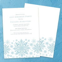 21st Birthday Party Blue White Snowflake Winter