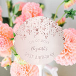 21st birthday party blush rose gold stars name balloon<br><div class="desc">Girly and trendy balloons for a 21st birthday party. A feminine light pink, rose gold background decorated with rose gold dripping stars. Personalize and add a date, name/age 21. Curved text and dark rose gold coloured letters. The name is written with a modern hand lettered style script. Perfect as party...</div>