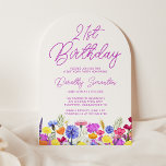 21st Birthday Party Boho Purple Wildflower Arch Invitation<br><div class="desc">A pretty wildflower border decorates the bottom of this adult 21st birthday invitation. Purple, blue, yellow and orange flowers create a colourful and happy design to celebrate this milestone birthday. Modern and simple purple calligraphy adds a trendy touch to keep it fresh. The open and carefree lettering flow coordinates perfectly...</div>
