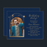 21st Birthday Party Celestial Photo Blue Gold Moon Invitation<br><div class="desc">21st Birthday Party Twenty One Twenty First Celestial Photo Blue Gold Sun Moon Stars Invitations Invites features the sun, moon and stars with a gold frame on a dark navy blue background. Personalize by editing the text in the text boxes provided and adding your favourite photo. PHOTO TIP: centre your...</div>