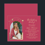 21st Birthday Party Celestial Photo Magenta Gold Invitation<br><div class="desc">21st Birthday Party Twenty One Twenty First Celestial Photo Magenta Gold Sun Moon Stars Invitations Invites features the sun, moon and stars with a gold frame on a magenta background. Personalize by editing the text in the text boxes provided and adding your favourite photo. PHOTO TIP: centre your photo before...</div>