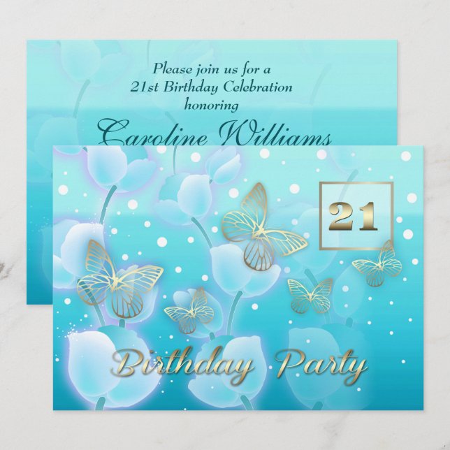 21st Birthday Party Custom Invitations (Front/Back)