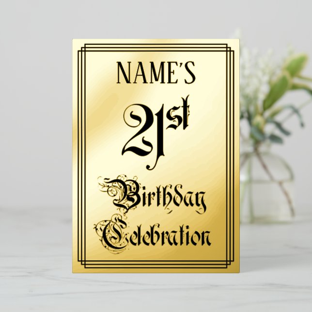 21st Birthday Party — Elegant Script + Custom Name (Standing Front)