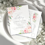 21st Birthday Party Feminine Pink Floral Invitation Postcard<br><div class="desc">A beautiful and feminine party invitation to celebrate a 21st birthday in elegant style. This floral design is bordered with a frame of charming pink peonies and greenery.</div>