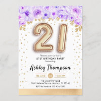 21st Birthday Party - Gold Balloons Purple