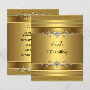 21st Birthday Party Gold Diamond Jewel Invitation
