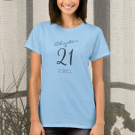 21st Birthday Party Grey Script blue T-Shirt<br><div class="desc">Celebrate in style with the 21st Birthday party grey script blue T-Shirt! Perfect for family and friends to wear on your special day, this easily personalized t-shirt allows you to customize it with all the details of your celebration party. Make this the most memorable birthday yet with the 21st Birthday...</div>