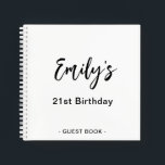 21st Birthday Party Guest Book | Black White<br><div class="desc">Personalize this modern 21st Birthday Party Guest Book. Simply add your custom name in handwriting script on the front. Add your custom name and date on the back of the book. A unique gift for yourself,  friends and family.</div>