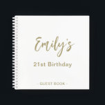 21st Birthday Party Guest Book | Gold White<br><div class="desc">Personalize this modern 21st Birthday Party Guest Book. Simply add your custom name in handwriting script on the front. Add your custom name and date on the back of the book. A unique gift for yourself,  friends and family.</div>