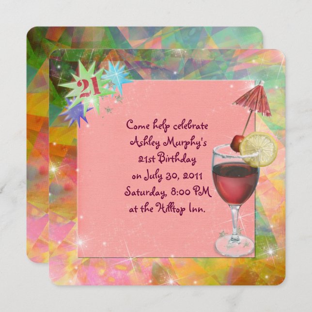 21st Birthday Party Invitation (Front/Back)