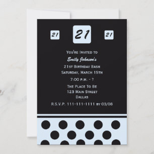 21st Birthday Party Invitation Modern 21 in Blue