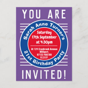 21st Birthday Party Invitation Postcard