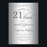 21st Birthday Party Invitation - Silver<br><div class="desc">21st Birthday Party Invitation.
Elegant design with faux glitter silver. Cheers to 21 Years! Message me if you need further customization.</div>