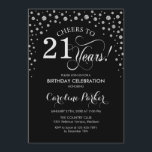 21st Birthday Party Invitation - Silver Black<br><div class="desc">21st Birthday Party Invitation.
Elegant design with faux glitter silver and black. Cheers to 21 Years! Message me if you need further customization.</div>