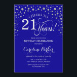 21st Birthday Party Invitation - Silver Royal Blue<br><div class="desc">21st Birthday Party Invitation.
Elegant design with faux glitter silver and royal blue. Cheers to 21 Years! Message me if you need further customization.</div>
