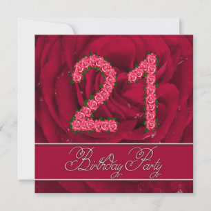 21st birthday party invitation with roses